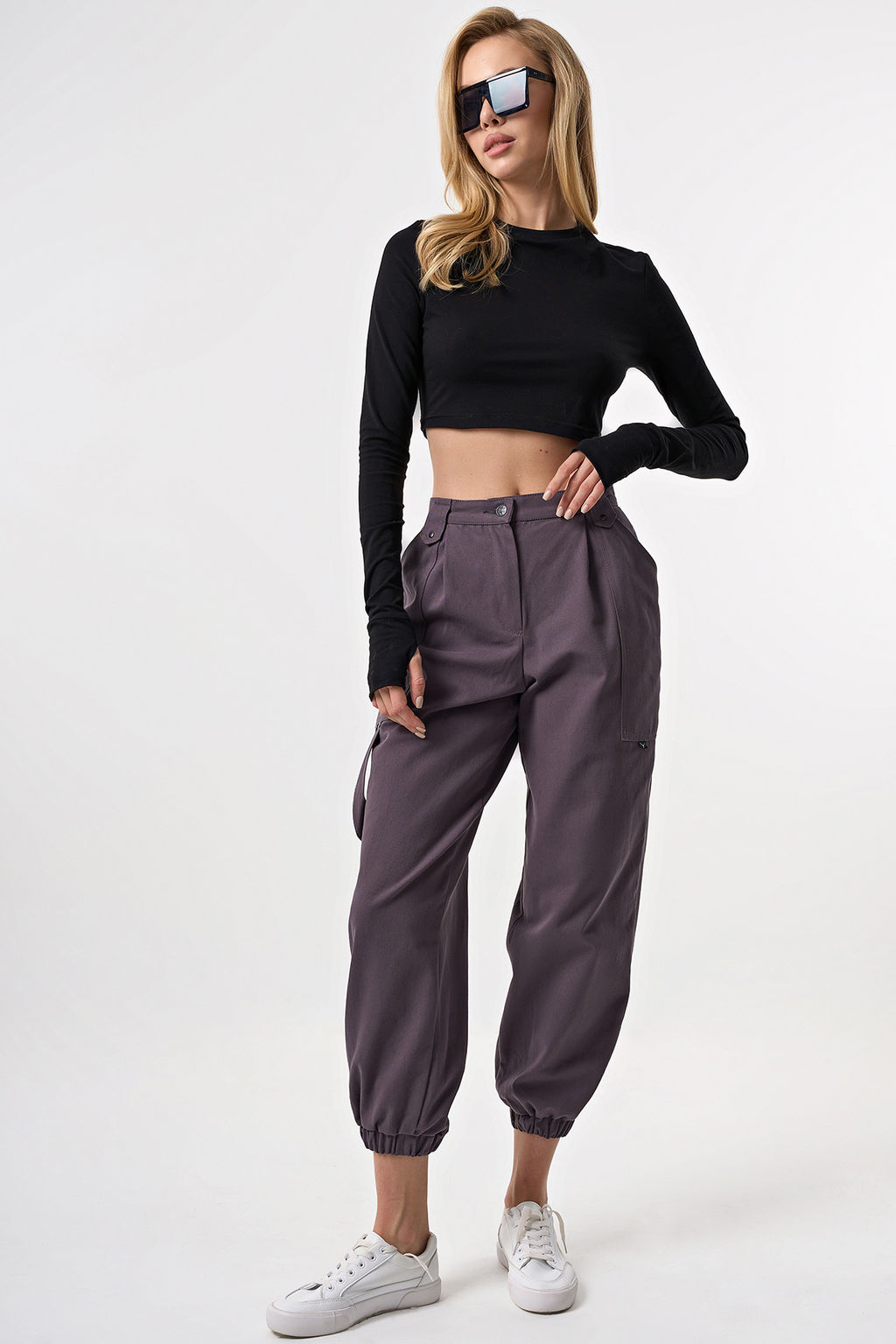 Брюки карго из хлопка графитовые