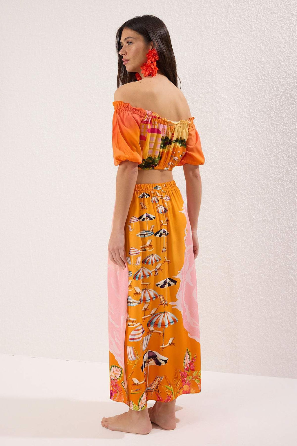 Plaj Giyim Siyah Dokuma Midi Yuksek Bel Bluz-Etek Tak?m TBESS25AU00080 - Trendyolmilla фото 10