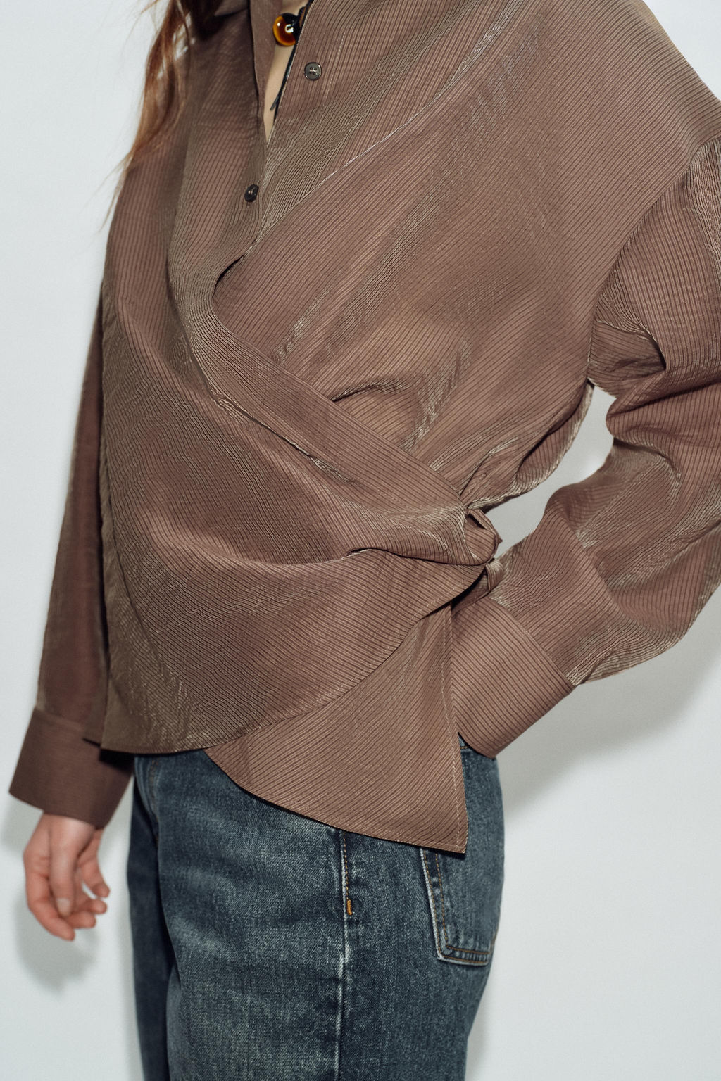 STRIPED SURPLICE SHIRT - Zara фото 2