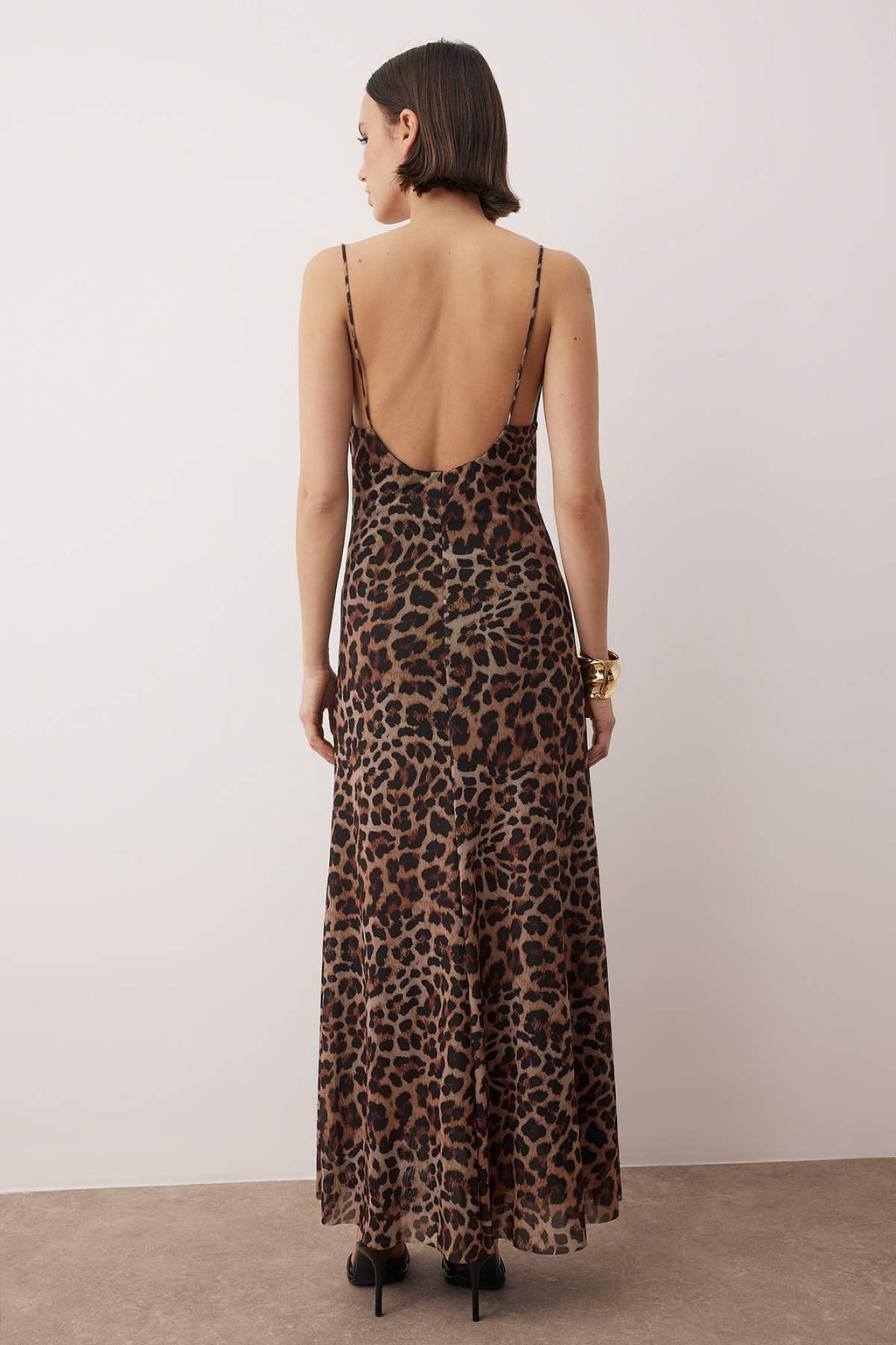 TRENDYOLMILLA Cok Renkli Vucuda Oturan Leopar Desenli Degaje Yaka Tul Dokuma S?k Elbise TPRSS24EL00285  фото 9