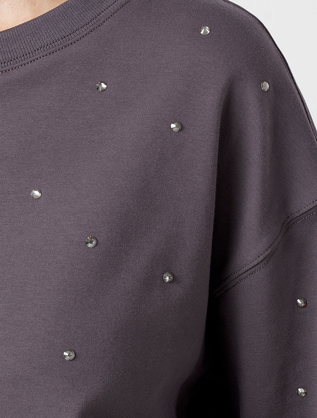 VILATTE / Свитшот из эластичного футера с принтом стразами  фото 2