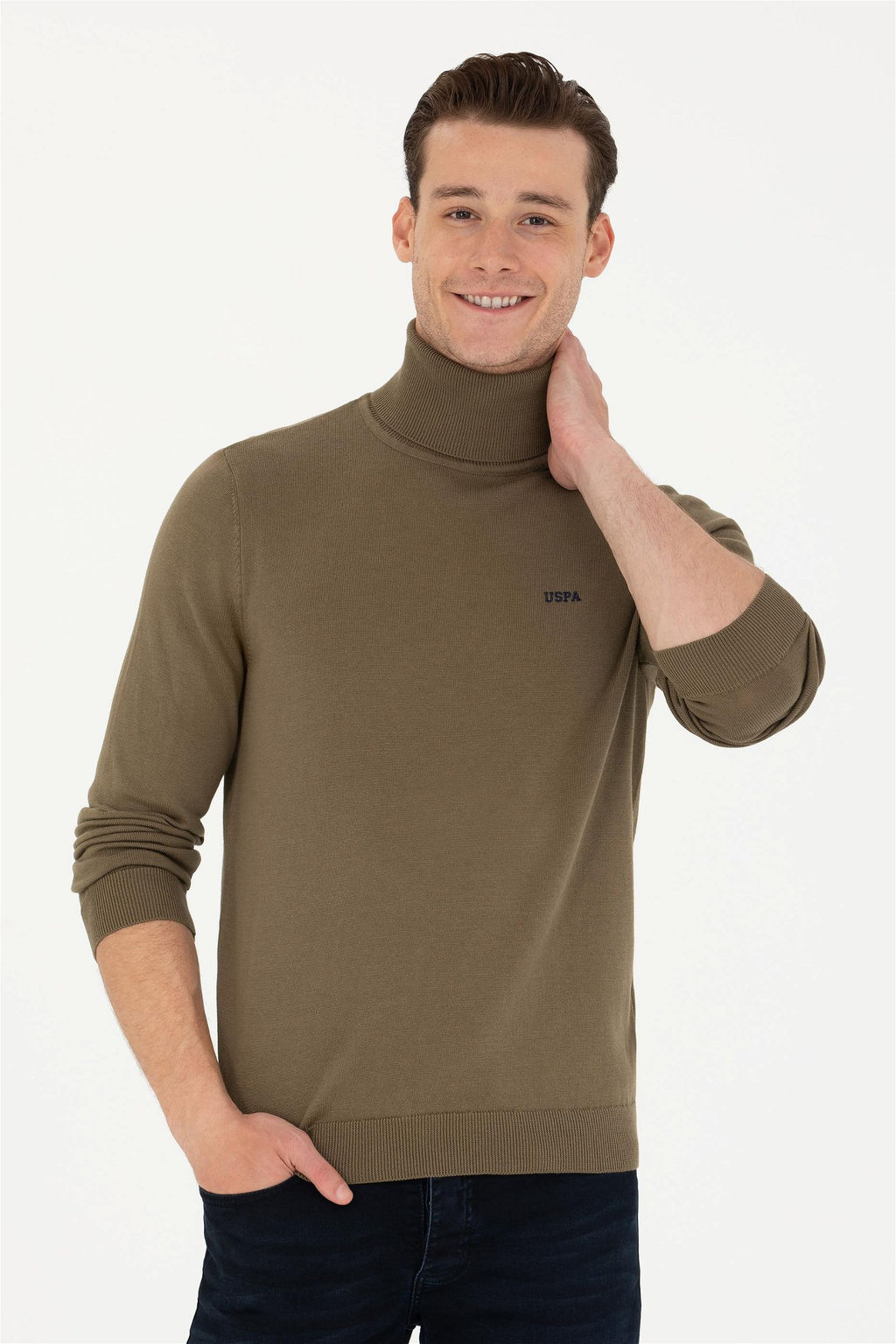 U. S. Polo Assn Мужской базовый свитер цвета хаки - U.s. polo assn фото 8