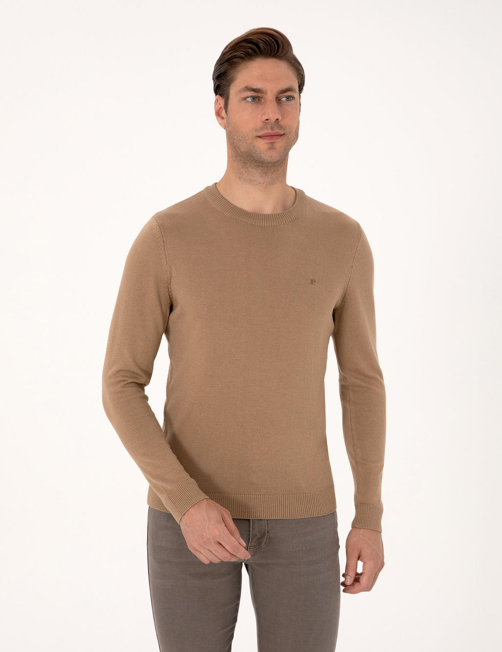 Camel Slim Fit Bisiklet Yaka Basic Triko Kazak