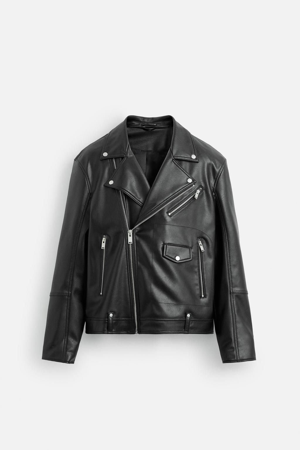 LEATHER EFFECT BIKER JACKET - Zara фото 7