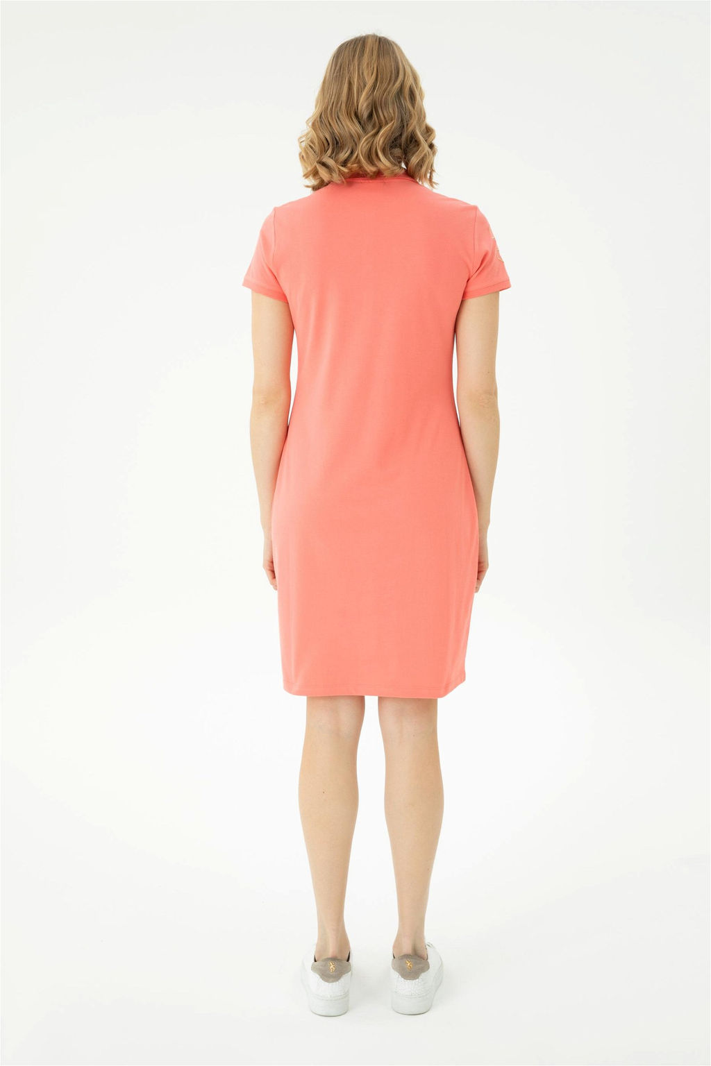 Женское трикотажное платье цвета лосося - U.s. polo assn фото 2