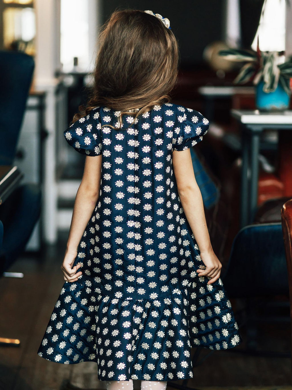 Платье для девочки Джули Ж16-2 жаккард синие цветы