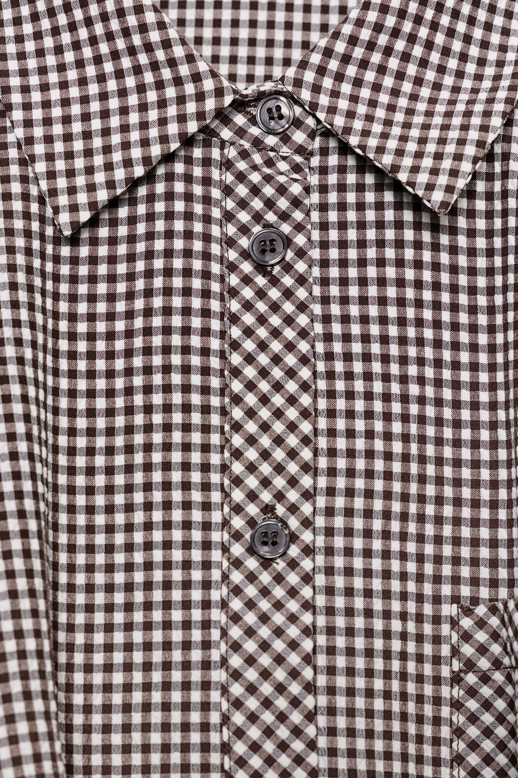 CAMISA GLOBO CUADRO VICHY / Marr?n / Crudo - Zara фото 8