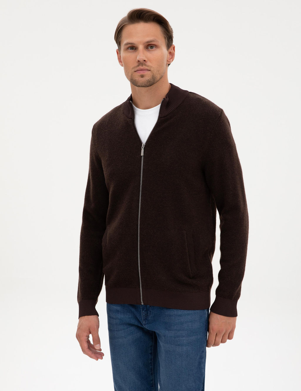 Koyu Kahverengi Slim Fit Triko H_rka