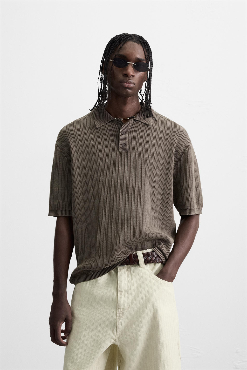 WASHED TEXTURED KNIT POLO SHIRT - Zara фото 2
