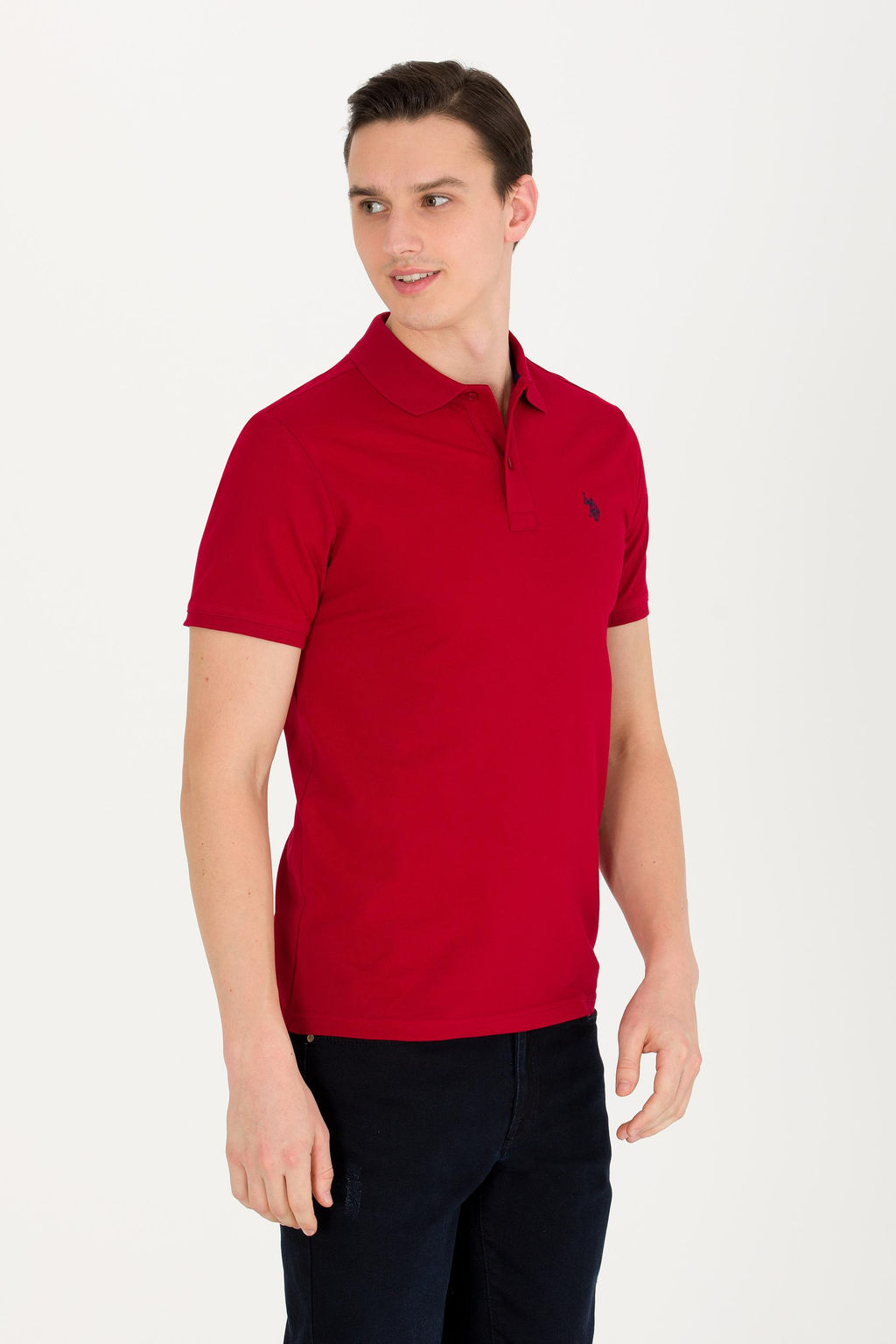 U. S. Polo Assn / Мужская бордово-красная базовая футболка с воротником-поло - U.s. polo assn фото 3
