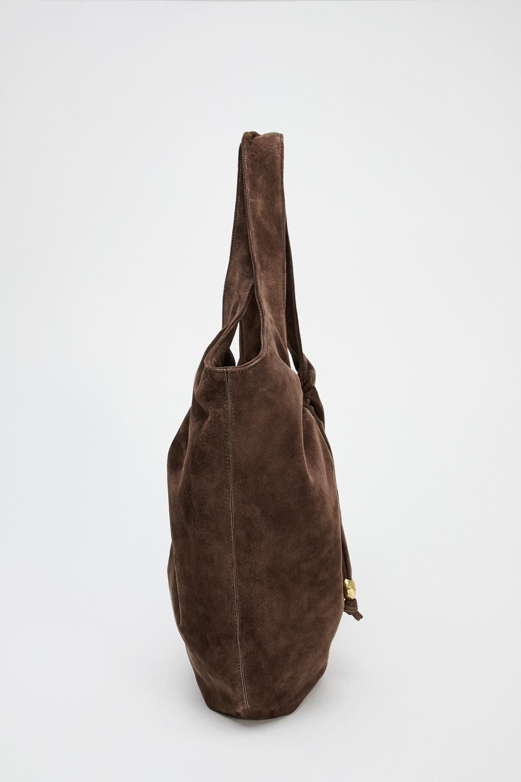 GATHERED SPLIT SUEDE BUCKET BAG - Zara фото 5