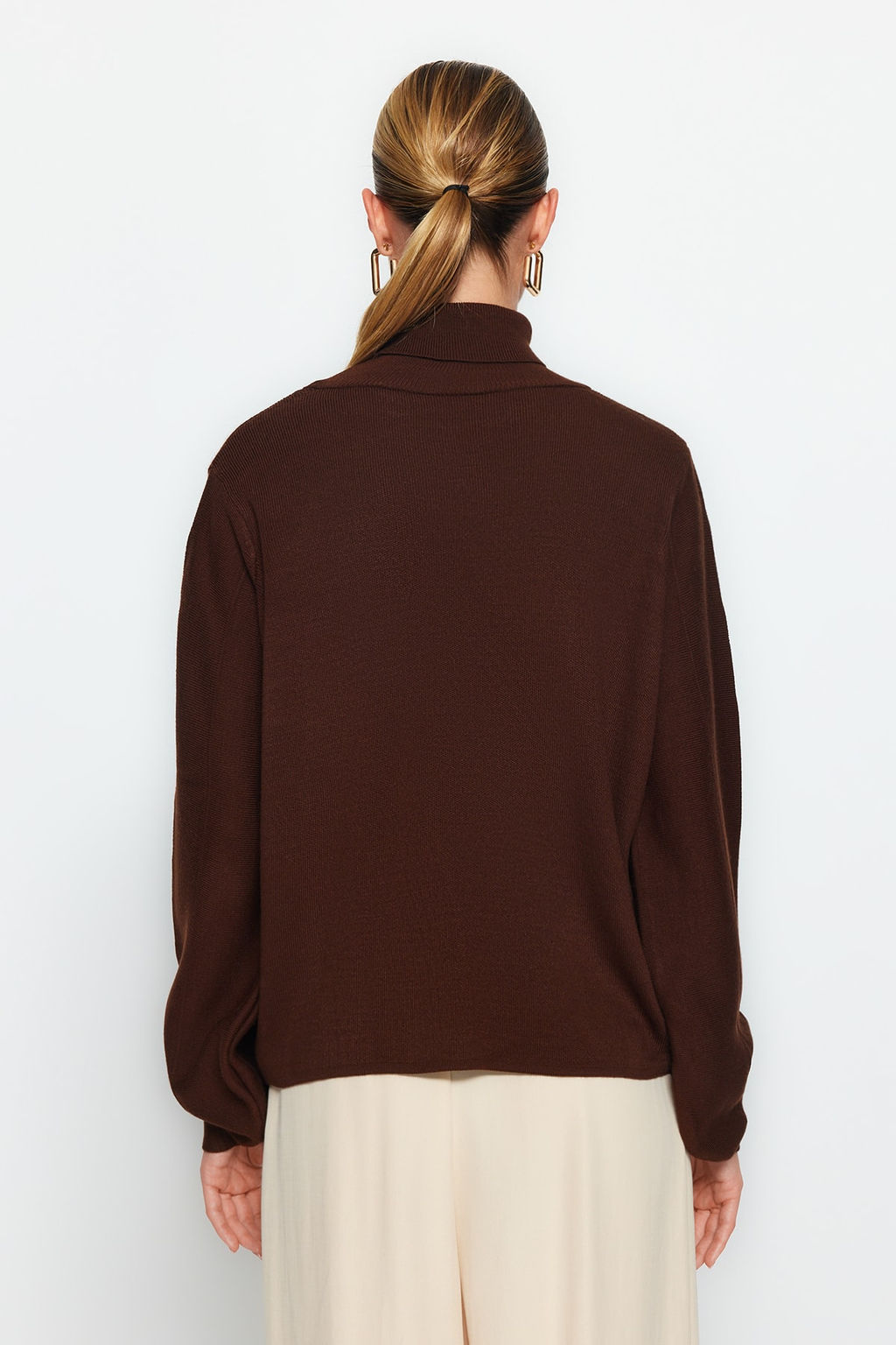 Ekru Basic Bal?kc? Yaka Triko Kazak TWOAW21KZ0485 - Trendyolmilla фото 16