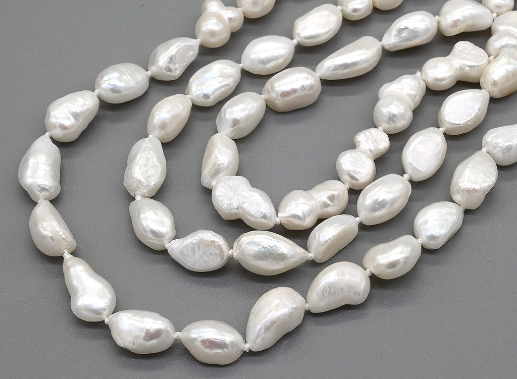 Бусы длинные из жемчуга барокко 8*10мм цвет белый, 110см