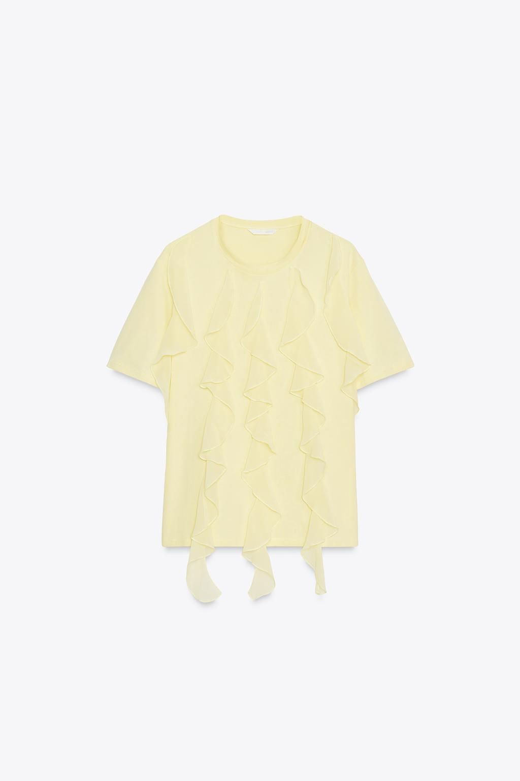T-SHIRT WITH FRONT RUFFLES - Zara фото 4