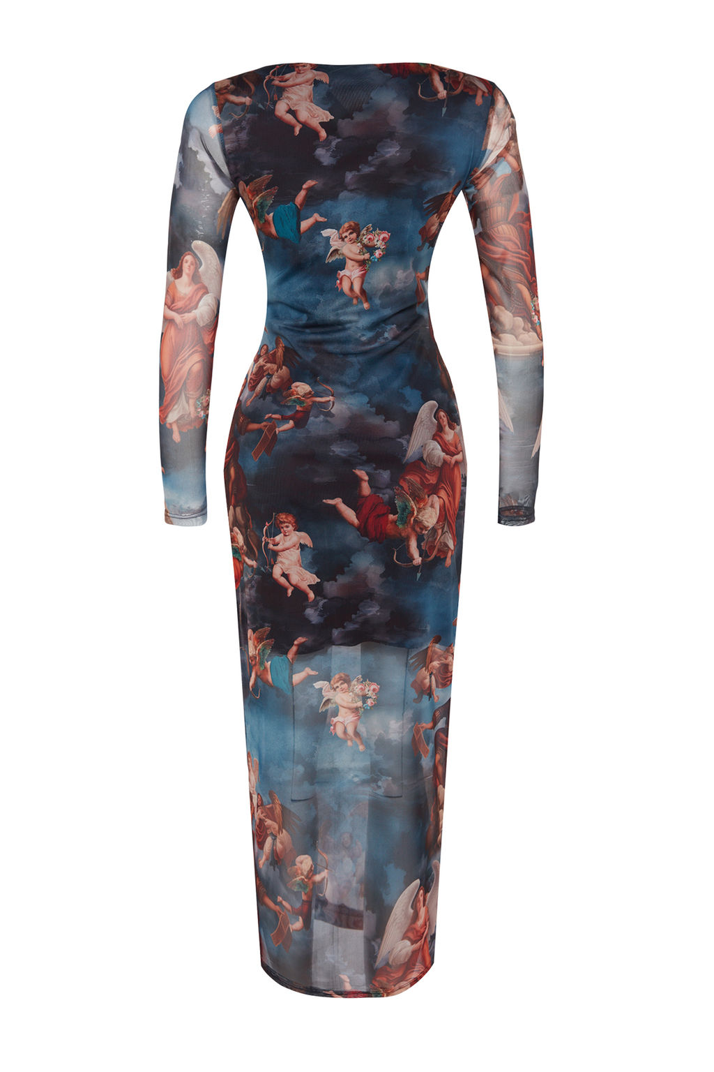 TRENDYOLMILLA Cok Renkli Bisiklet Yaka Bask?l? Astarl? Vucuda Oturan Tul Midi Orme Orme Elbise TWOAW24EL00605 фото 12