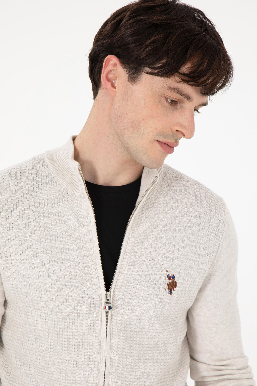 Мужской базовый трикотажный кардиган Stone Melange Неожиданная скидка в корзине - U.s. polo assn фото 2