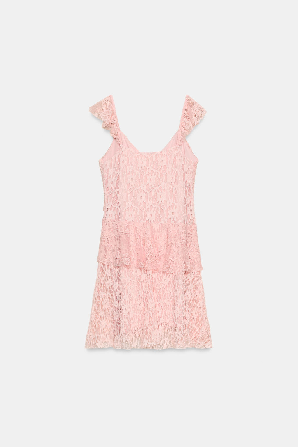 VESTIDO VOLANTES ENCAJE / Rosa pastel - Zara фото 6