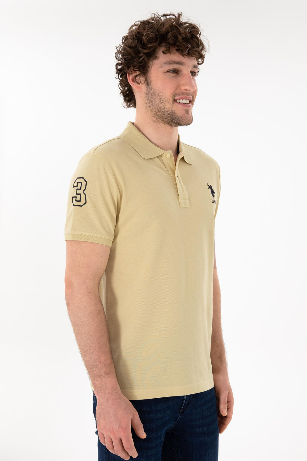 Erkek Slim Fit Polo Yaka A__k Haki Basic Ti__rt Sepette S_rpriz _ndirim - U.s. polo assn фото 2
