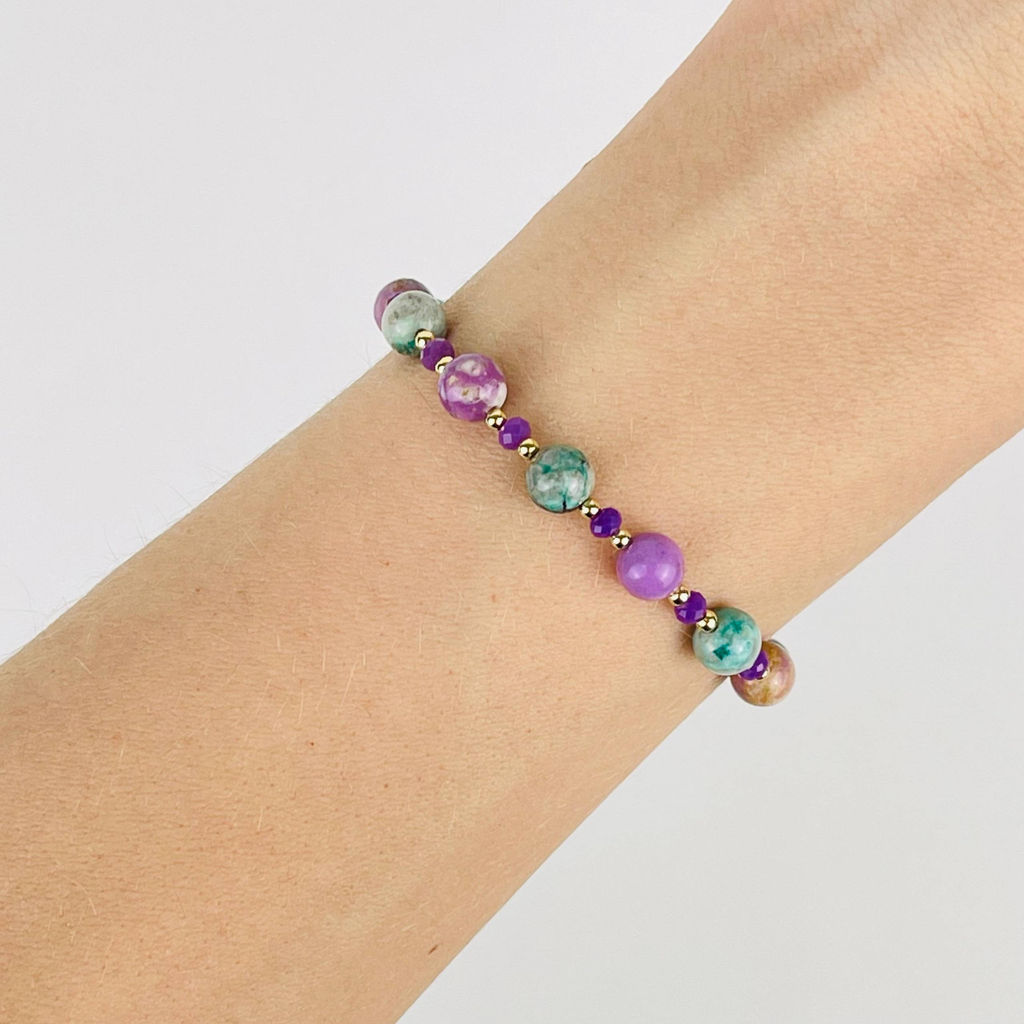 Браслет регулируемый из Фосфосидерита и Варисцита - Радуга самоцветов фото 2