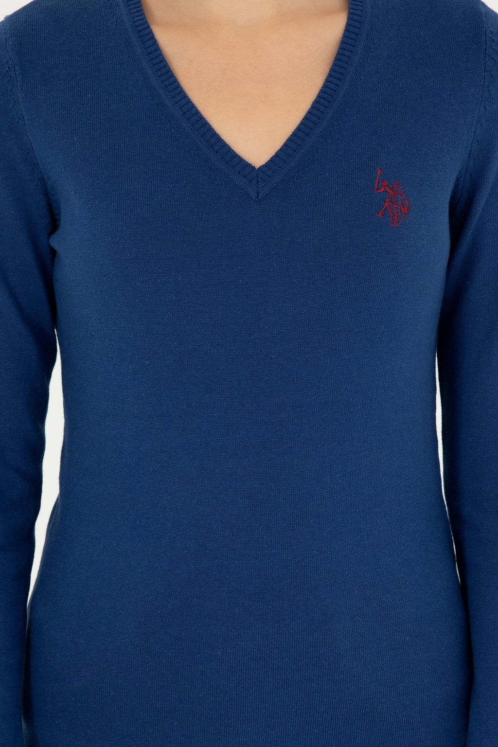 Женский базовый свитер цвета индиго с v-образным вырезом Неожиданная скидка в корзине - U.s. polo assn фото 6