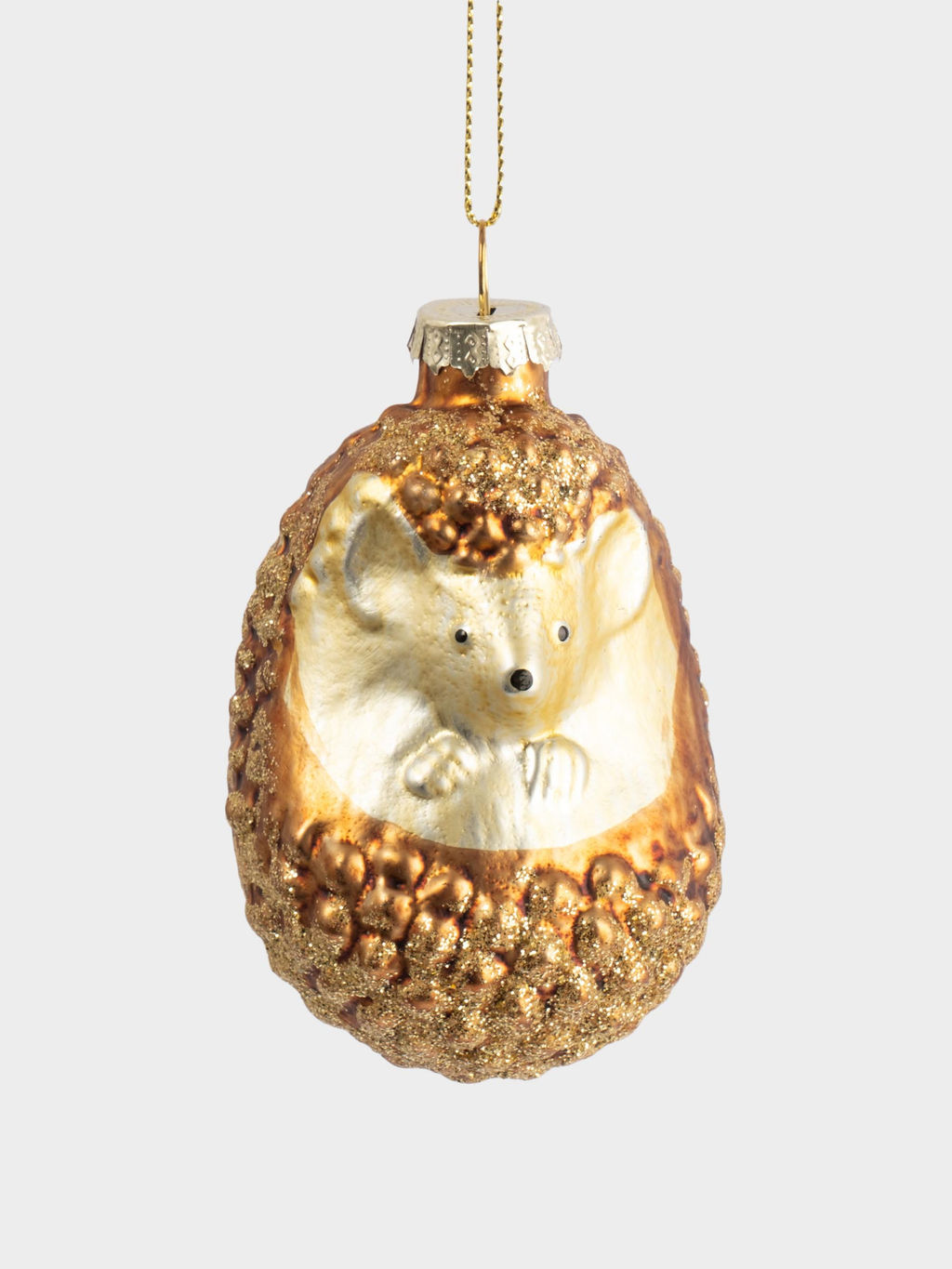 Игрушка елочная, 6x9 см, стекло, коричневый, Ежик, New year - Anna lafarg фото 2