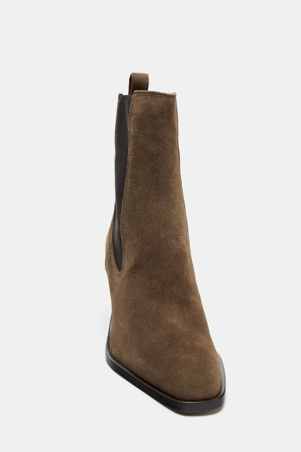 SPLIT SUEDE HEELED ANKLE BOOTS