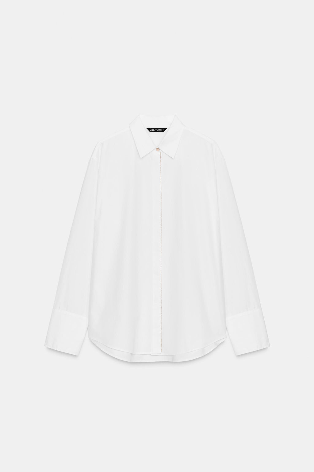 POPLIN SHIRT WITH BEADED PLACKET
