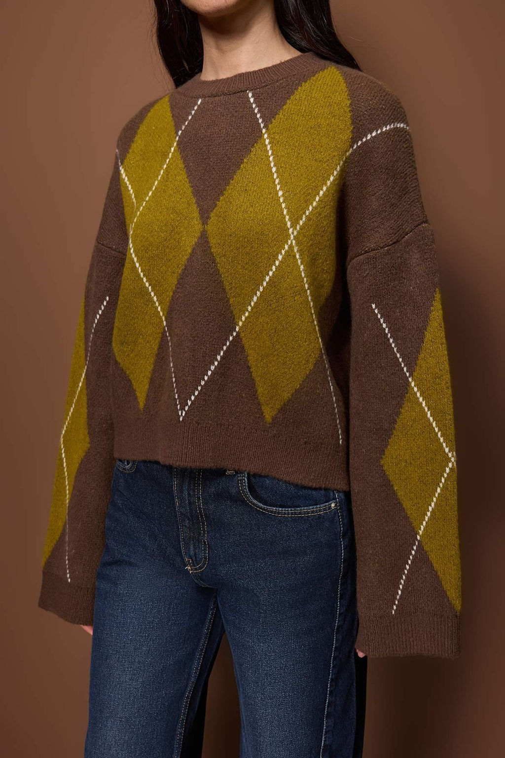 Kahverengi Baklava Desenli Triko Kazak TWOAW26KZ00289 - Trendyolmilla фото 7