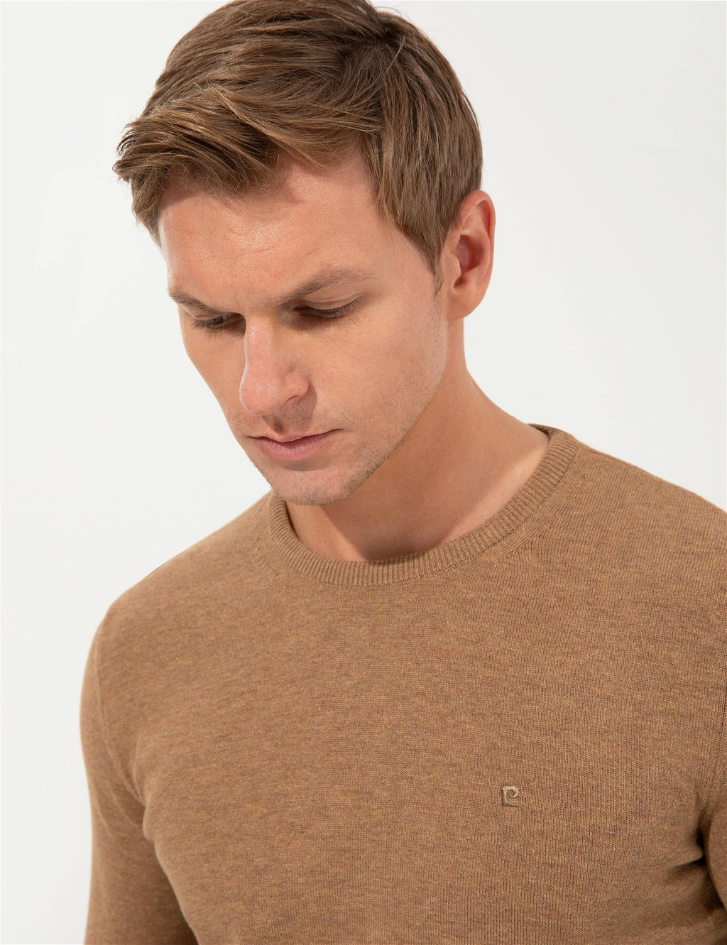 Camel Melanj Slim Fit Bisiklet Yaka Basic Triko Kazak - Pierre cardin фото 3
