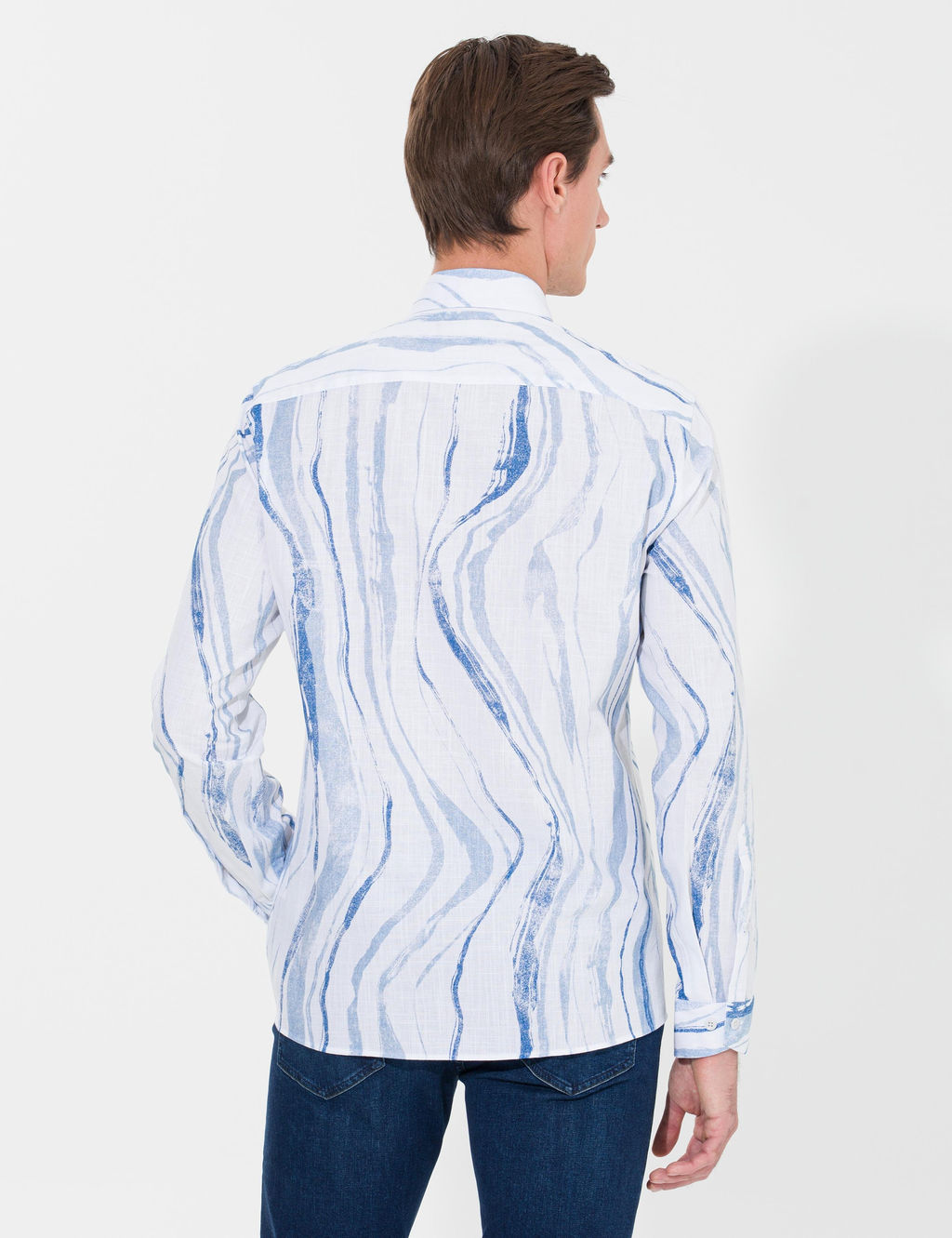 Голубая зауженная рубашка с длинным рукавом - Cacharel фото 5