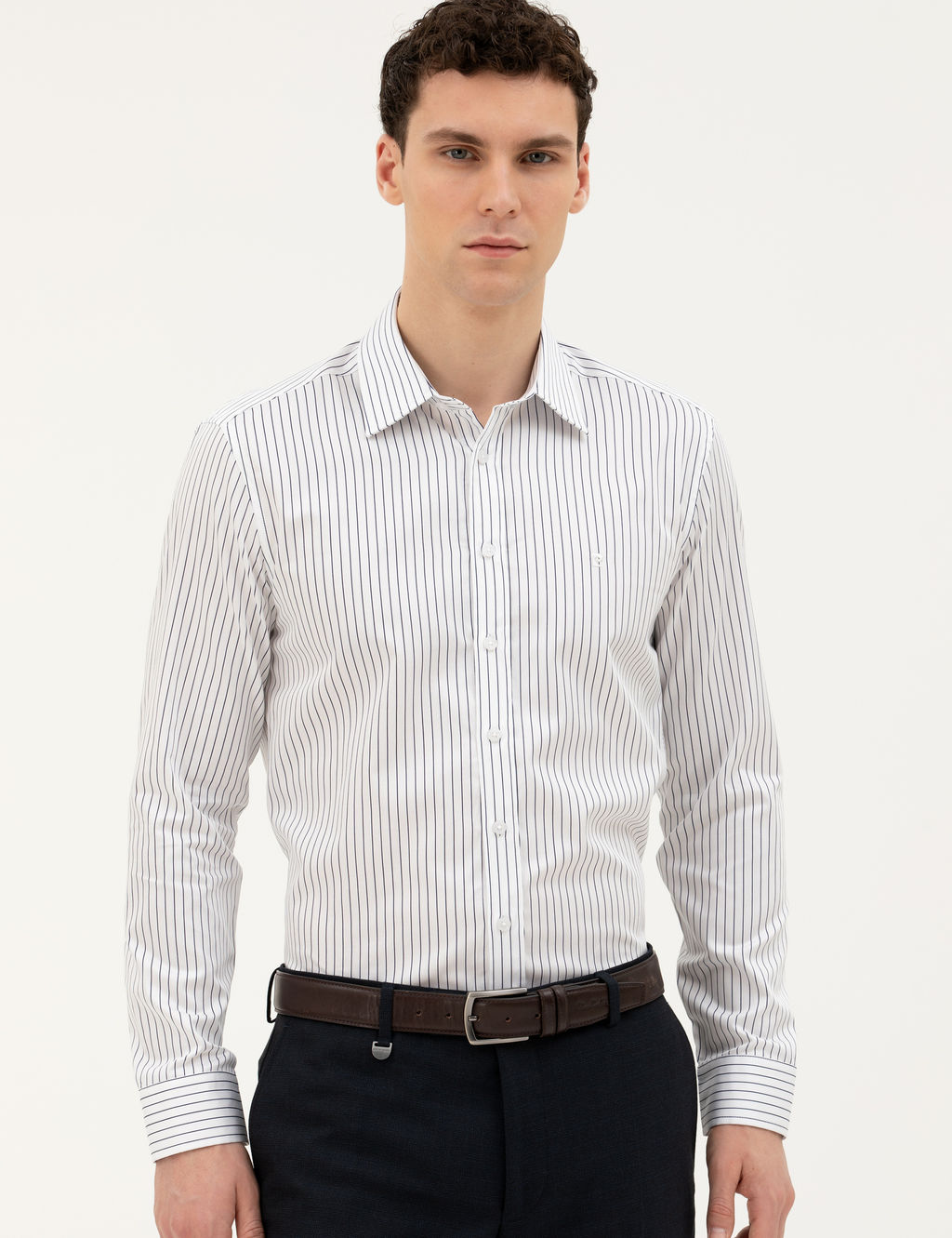 Lacivert Slim Fit Uzun Kollu G_mlek
