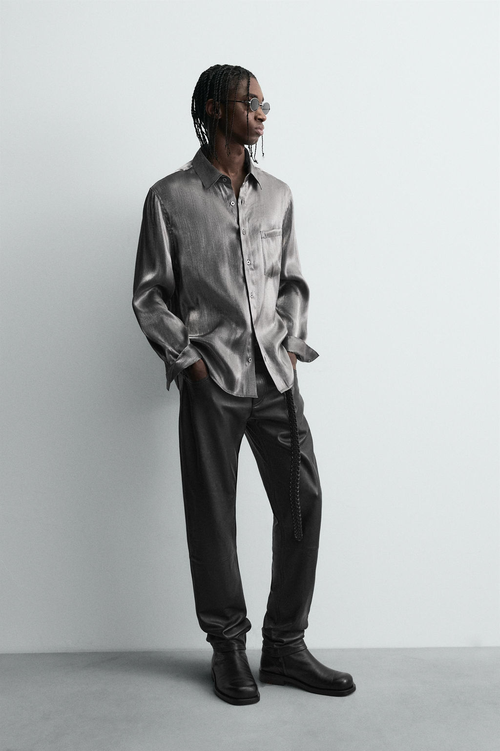 LEATHER SLIM FIT TROUSERS