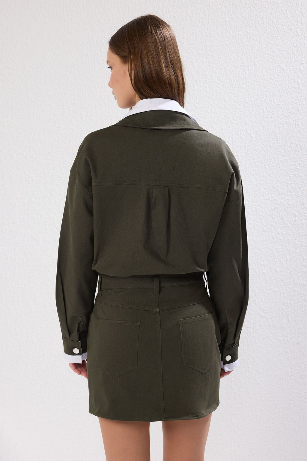 TRENDYOLMILLA Zumrut Yesili Duz Mini Dokuma Elbise TWOAW25EL00588  фото 4
