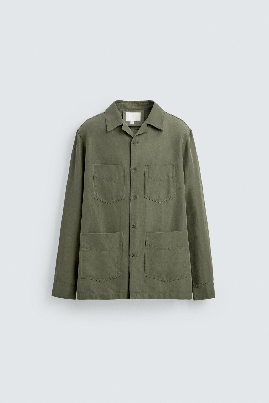 SOBRECAMISA RELAXED FIT CON LINO / verde lavado - Zara фото 7