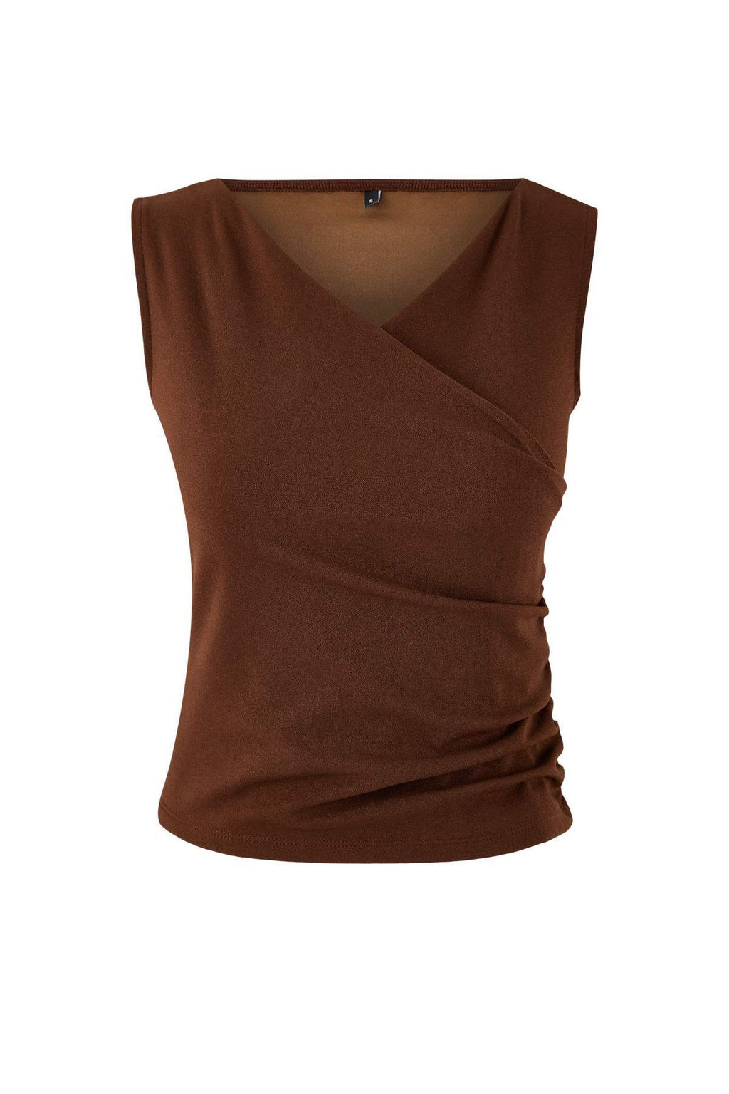 Kahverengi Fitted/Vucuda Oturan Kruvaze Kolsuz Buzgulu Scuba Krep Orme Bluz TWOSS26BZ00063 - Trendyolmilla фото 5