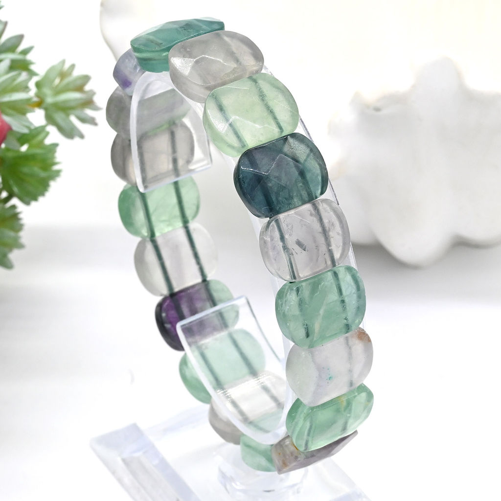 Браслет граненый овал 15*11мм из флюорита, 17см