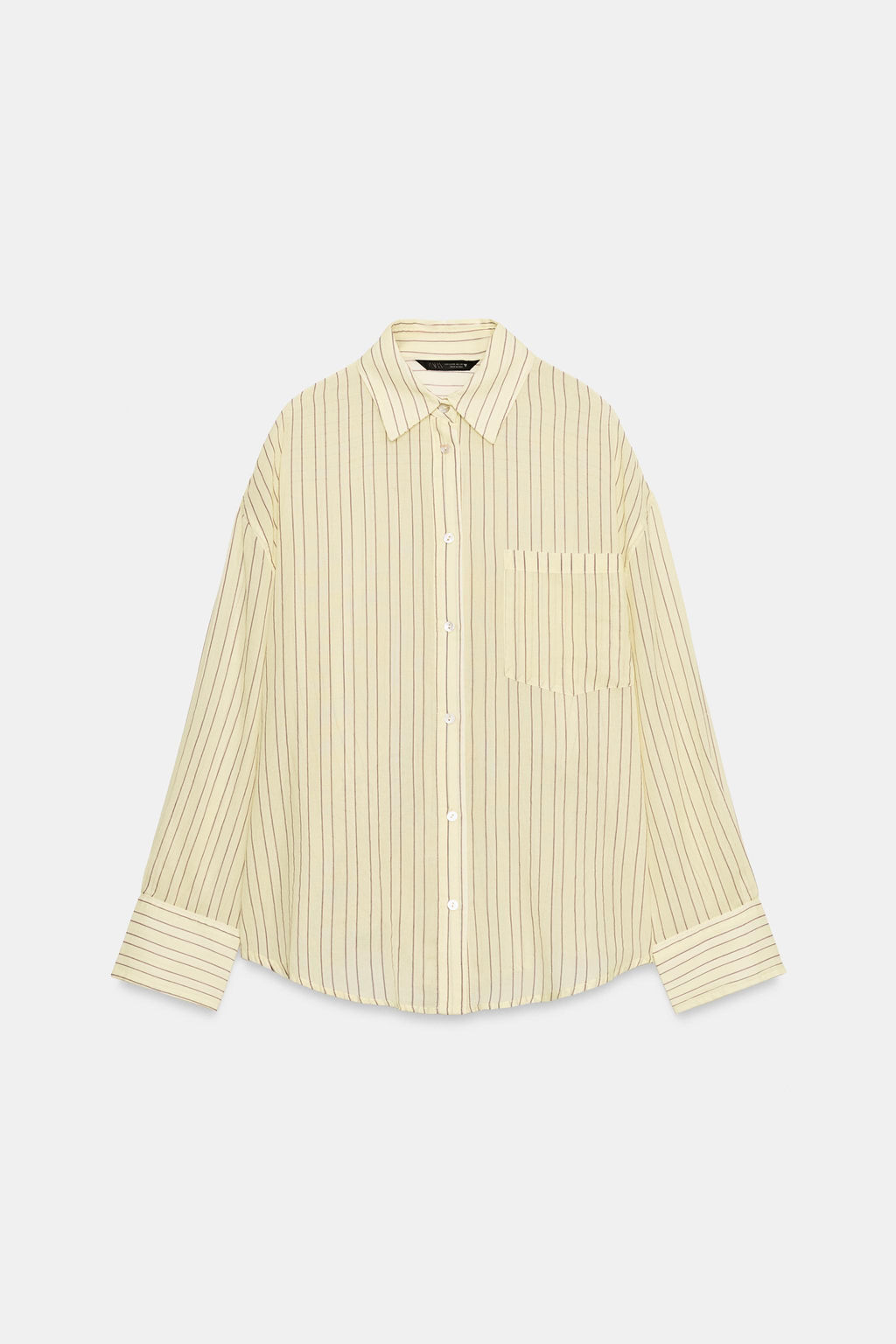 CAMISA GASA OVERSIZE BOLSILLO / Amarillo - Zara фото 5