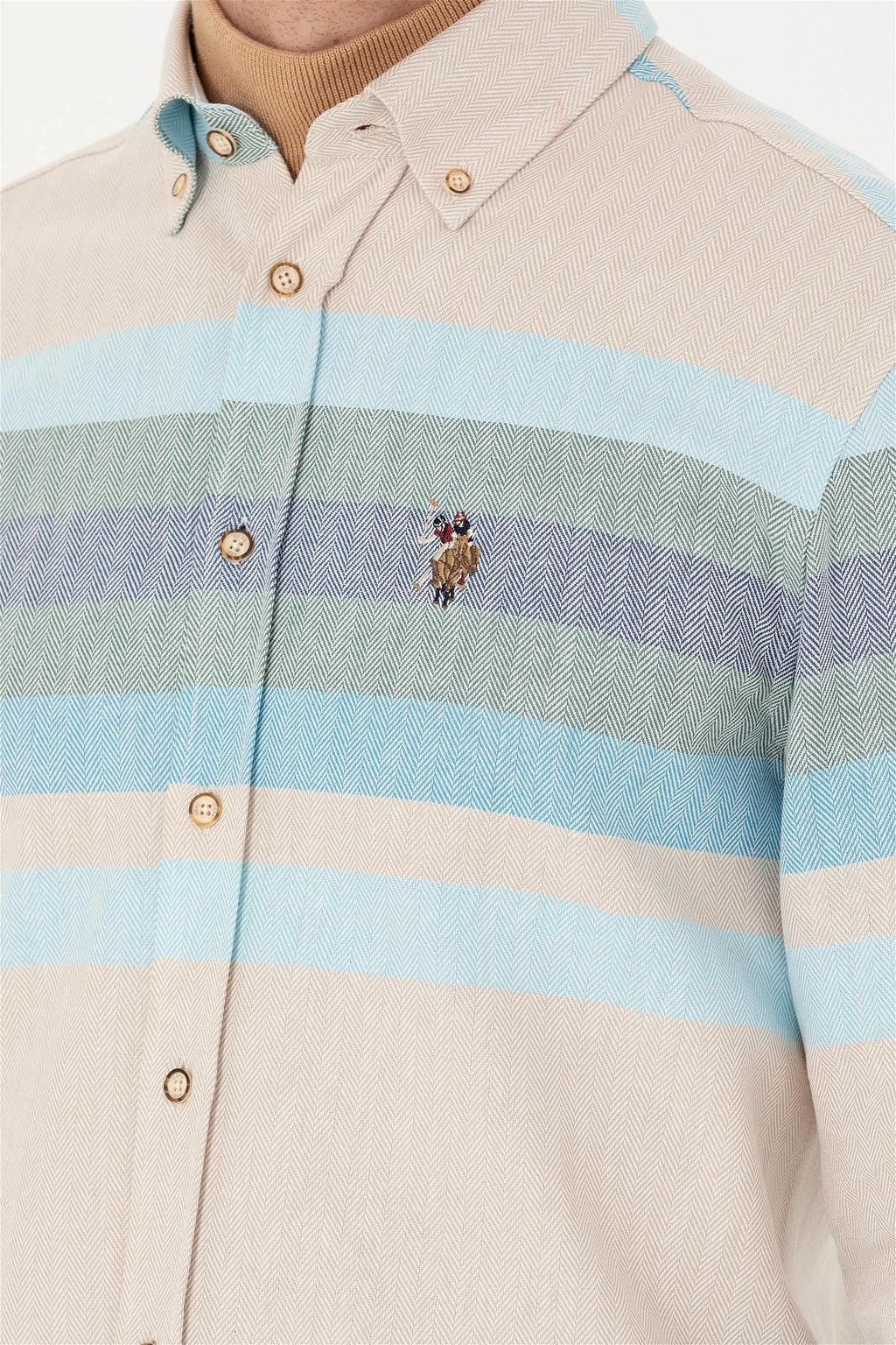 U. S. Polo Assn Мужская синяя рубашка с длинным рукавом - U.s. polo assn фото 14