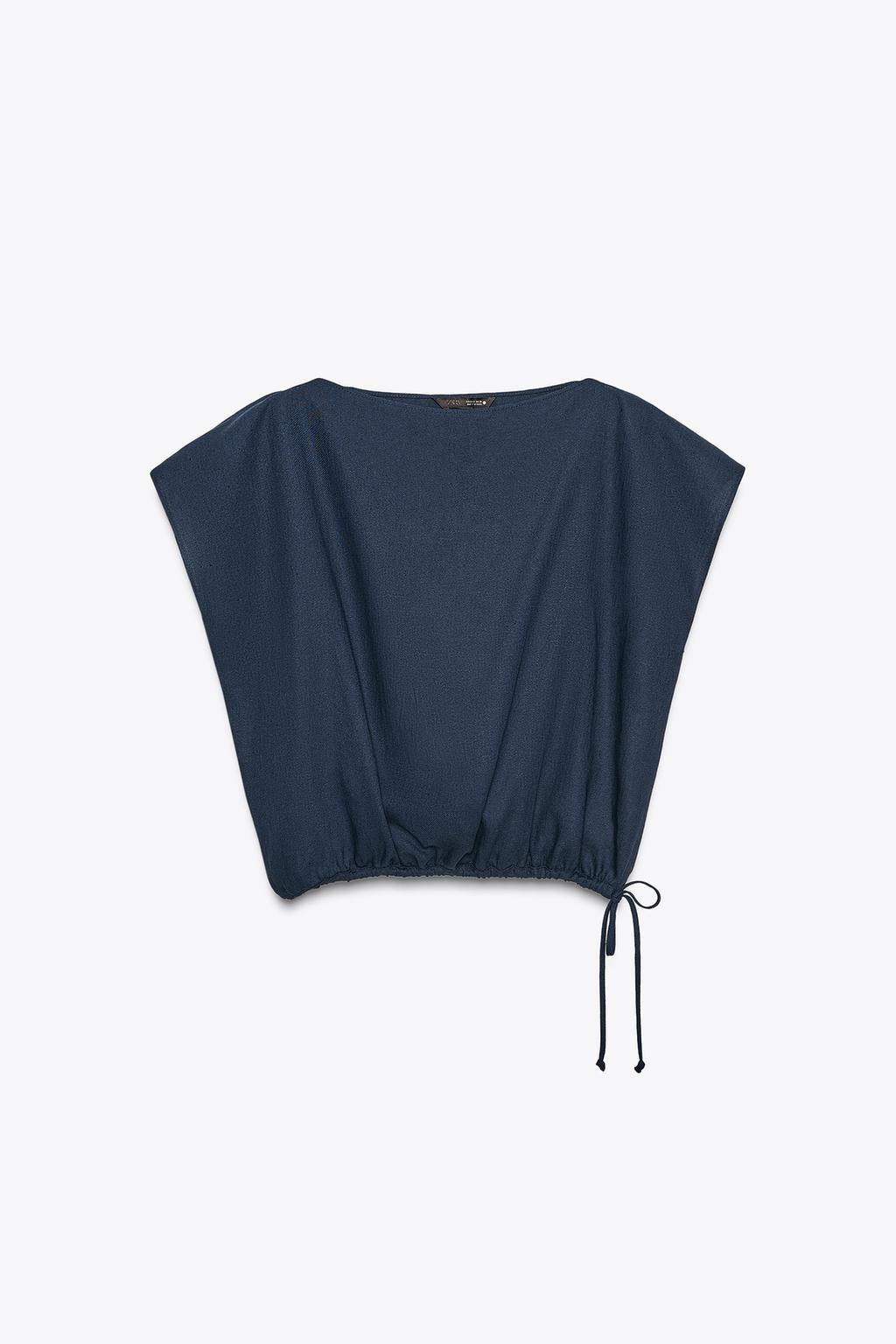ZW COLLECTION LINEN TOP WITH TIES - Zara фото 5