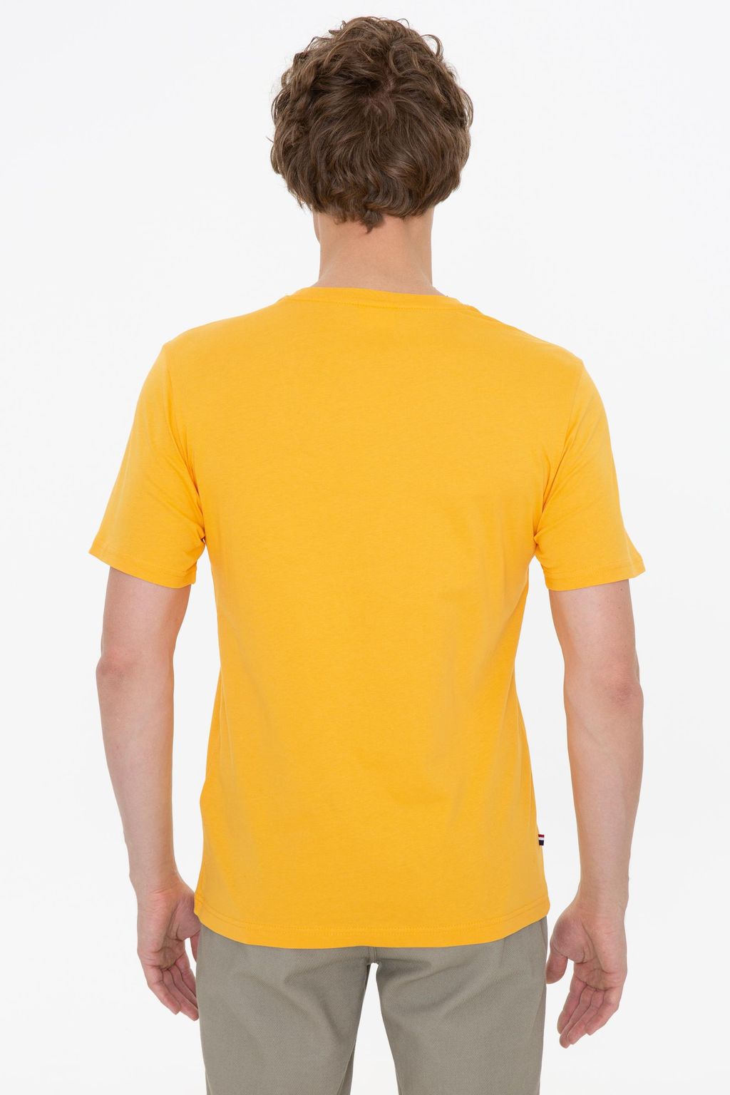 Мужская желтая футболка с круглым вырезом Basic - U.s. polo assn фото 4