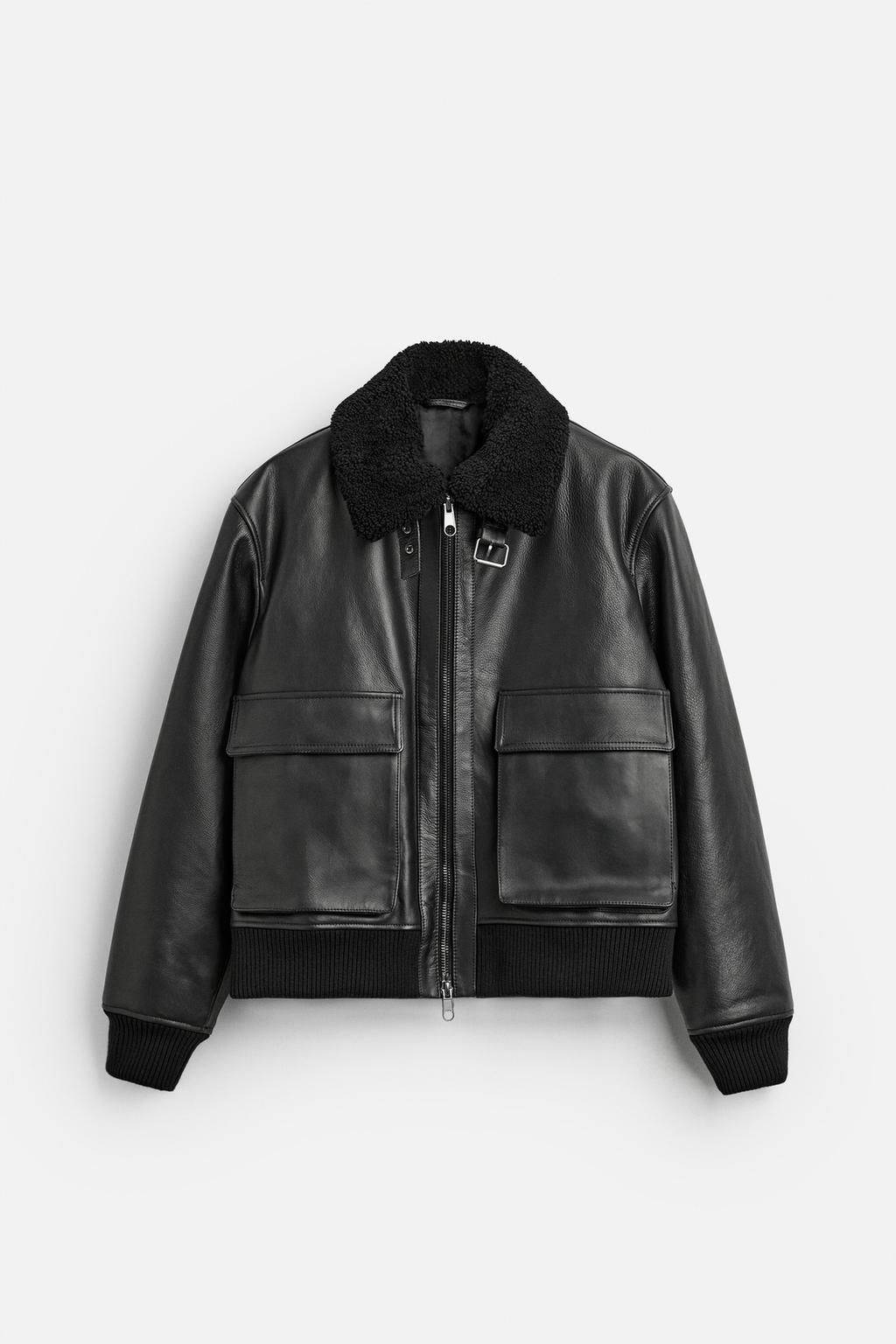 LEATHER BOMBER JACKET - Zara фото 7