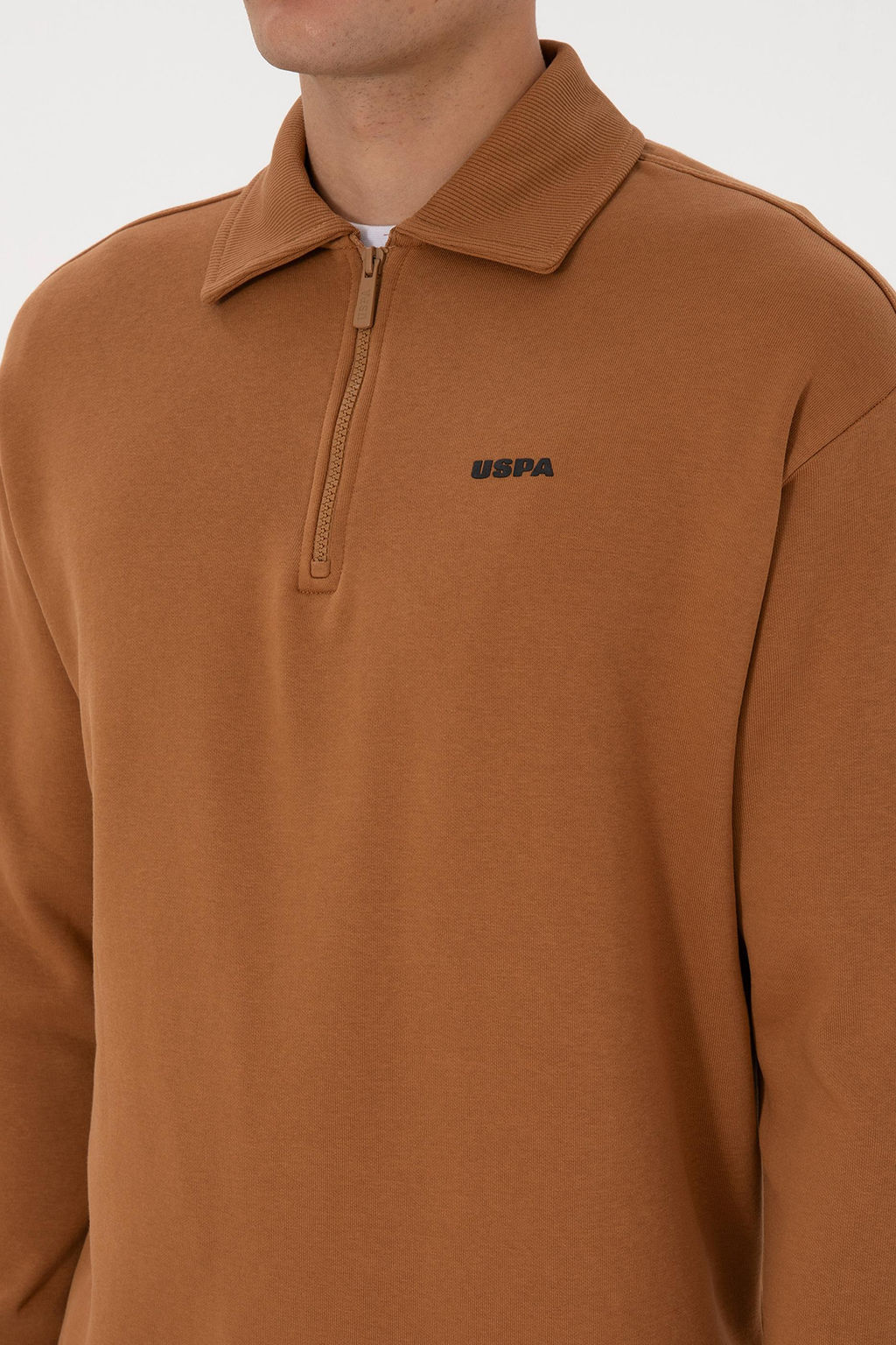 Erkek Regular Fit Yar_m Fermuarl_ Camel Basic Sweatshirt - U.s. polo assn фото 7