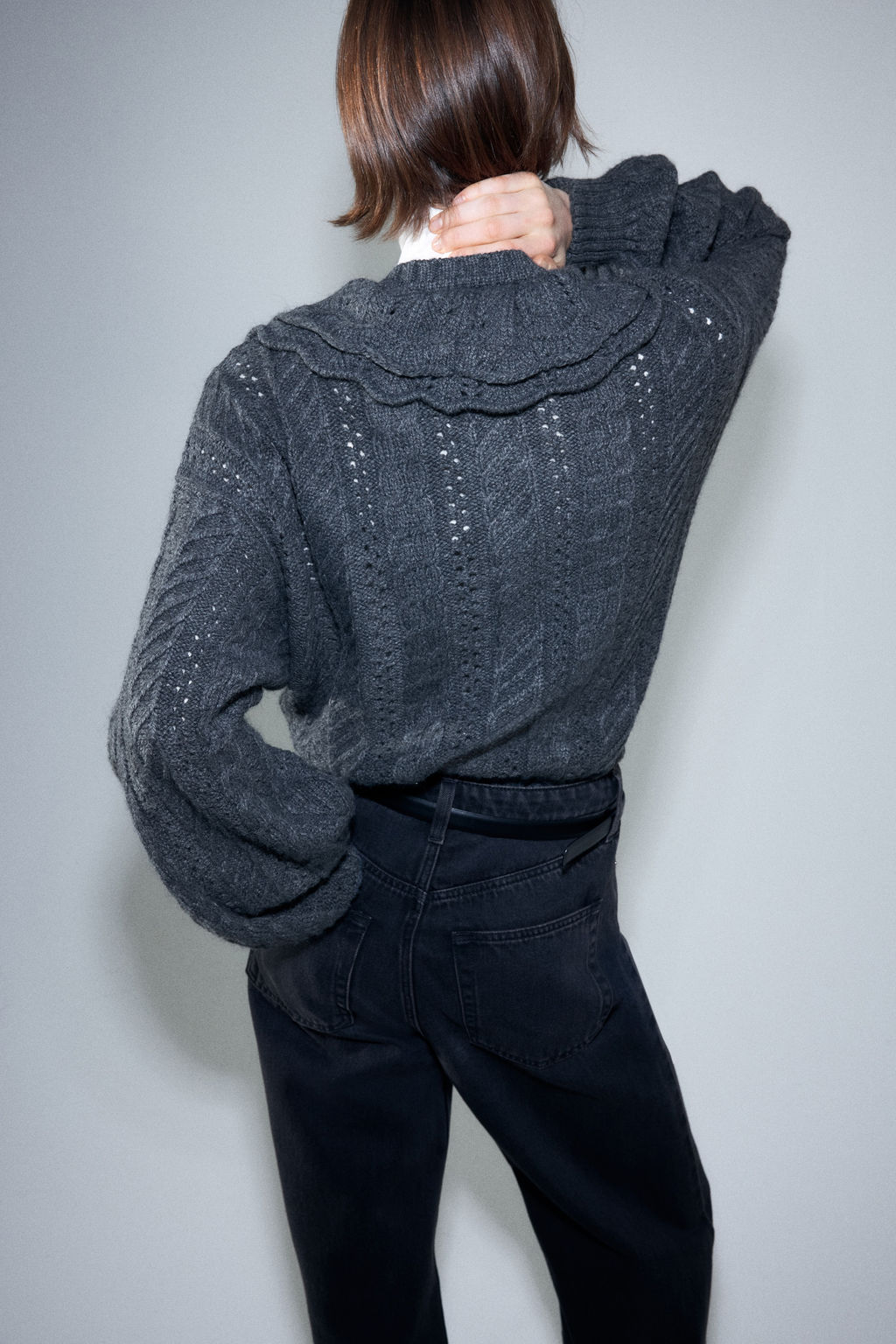 C?rdigan en punto trenzado con cuello bobo - H&m фото 5