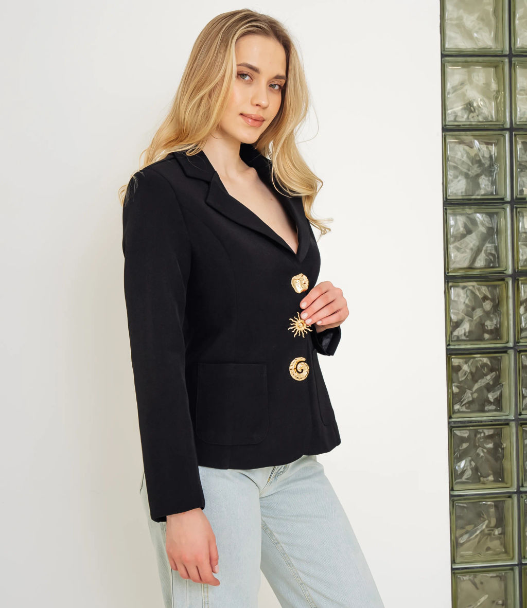 Жакет #КТ8067, чёрный - Dommod фото 2