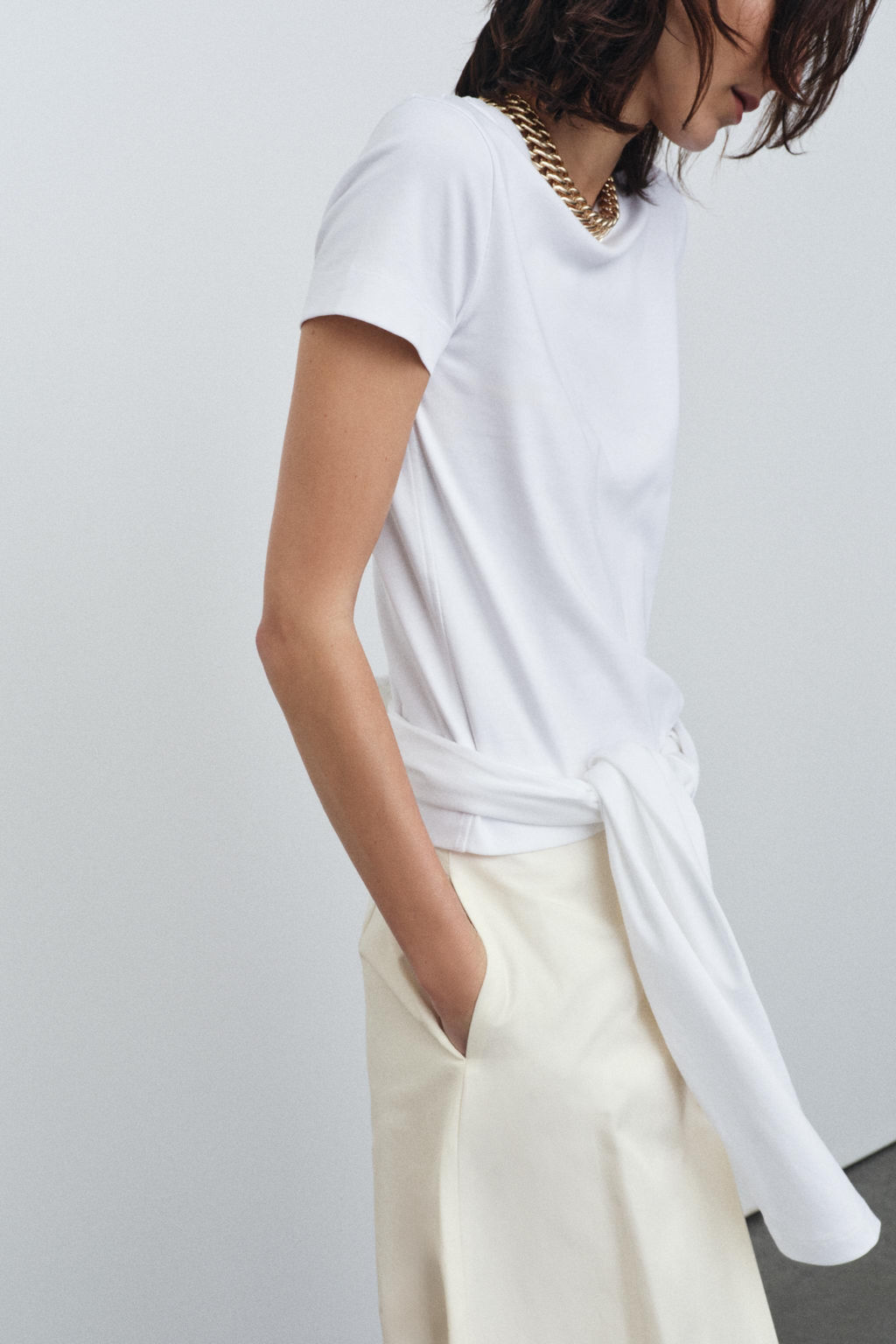 CAMISETA INTERLOCK MANGA CORTA / Blanco - Zara фото 10