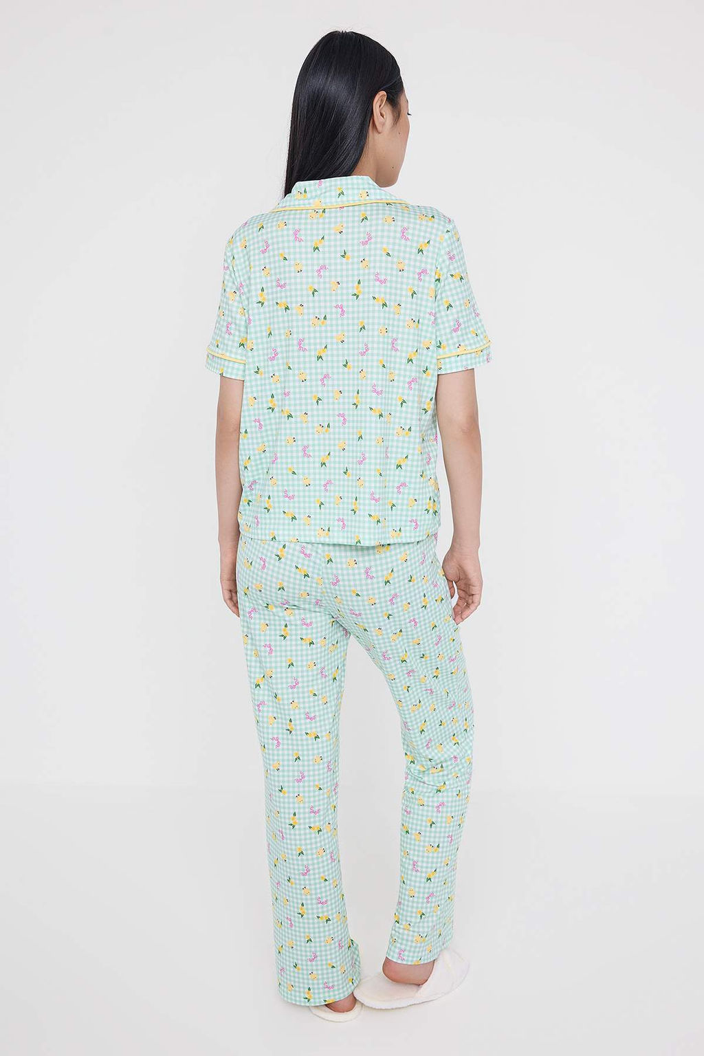 Teen Yesil Ekose ve Civcivli Biye Detayl? Orme Pijama Tak?m? THMAW26PT00027 - Trendyolmilla фото 4