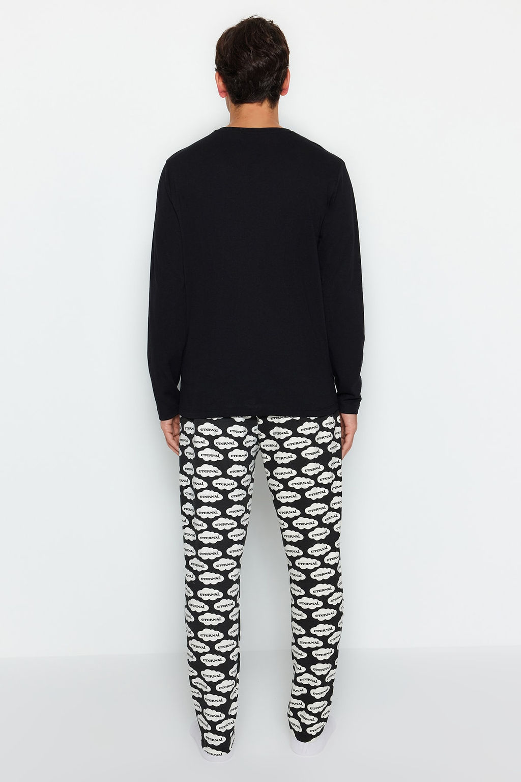 TRENDYOL MAN Siyah Unisex Regular Fit Orme %100 Pamuk Pijama Tak?m? TMNAW24PT00006 - Trendyolmilla фото 3