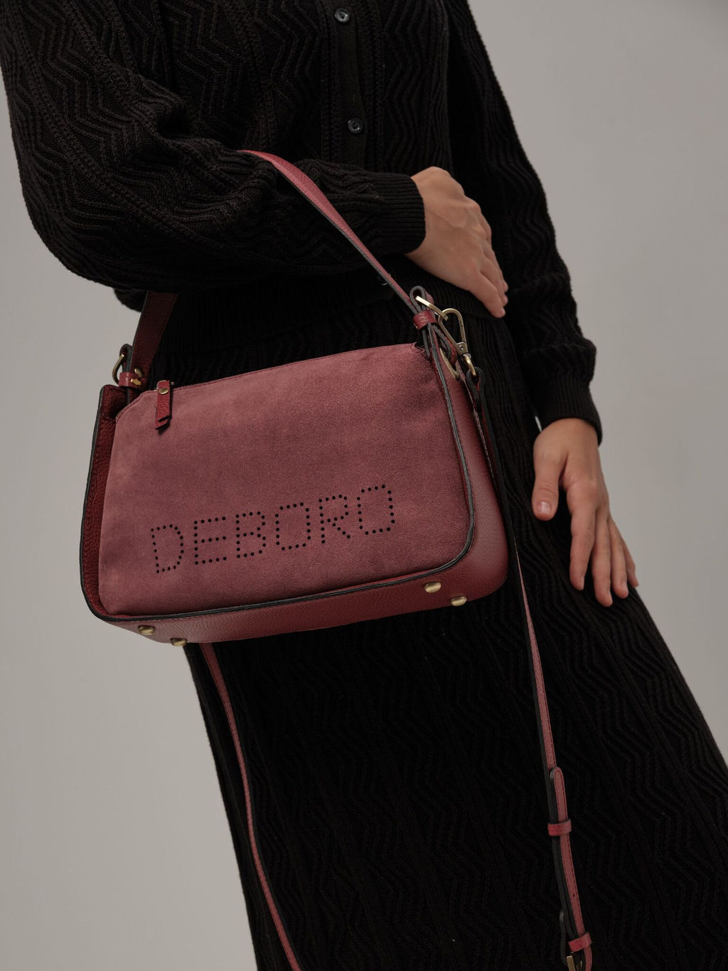 Сумка замшевая на плечо Deboro 30790 бордовое вино