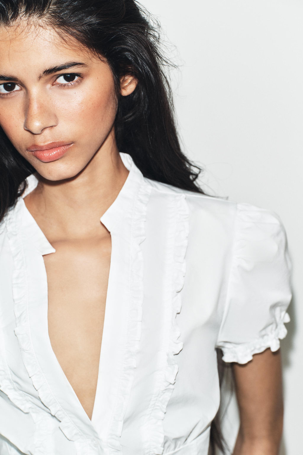 CAMISA POPEL?N VOLANTES / Blanco - Zara фото 10