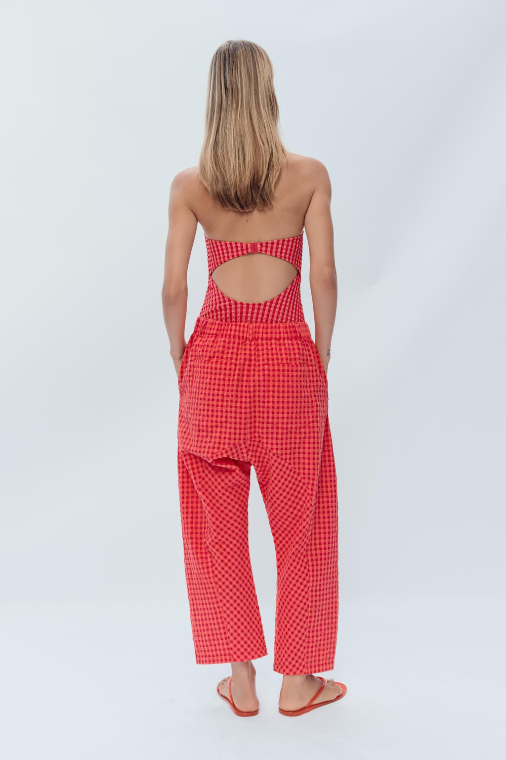 PANTAL?N CARROT VICHY LIMITED EDITION / Rojo / Coral - Zara фото 3